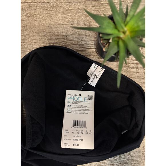 Gottex Black High Waisted Bikini Bottoms  10 Full Coverage Retro Swim Briefs - Picture 3 of 5